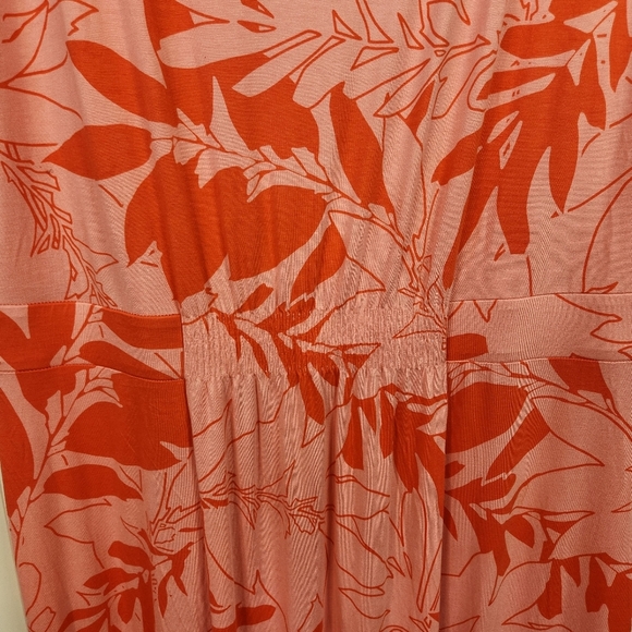 Lands End Women's Size 2X Maxi Dress New Pink Tropical Stretchy Jersey Soft Knit - Picture 3 of 8